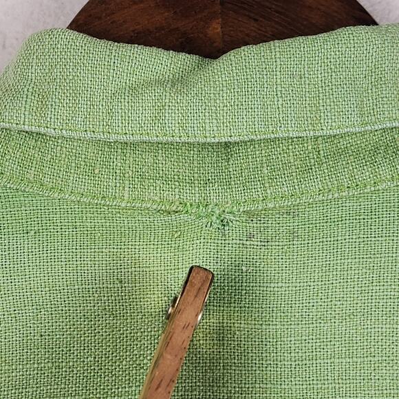 AS Ramie Blend Shacket Women’s SZ  Large Kelly Green Button Up Pointed Collar - Picture 11 of 16